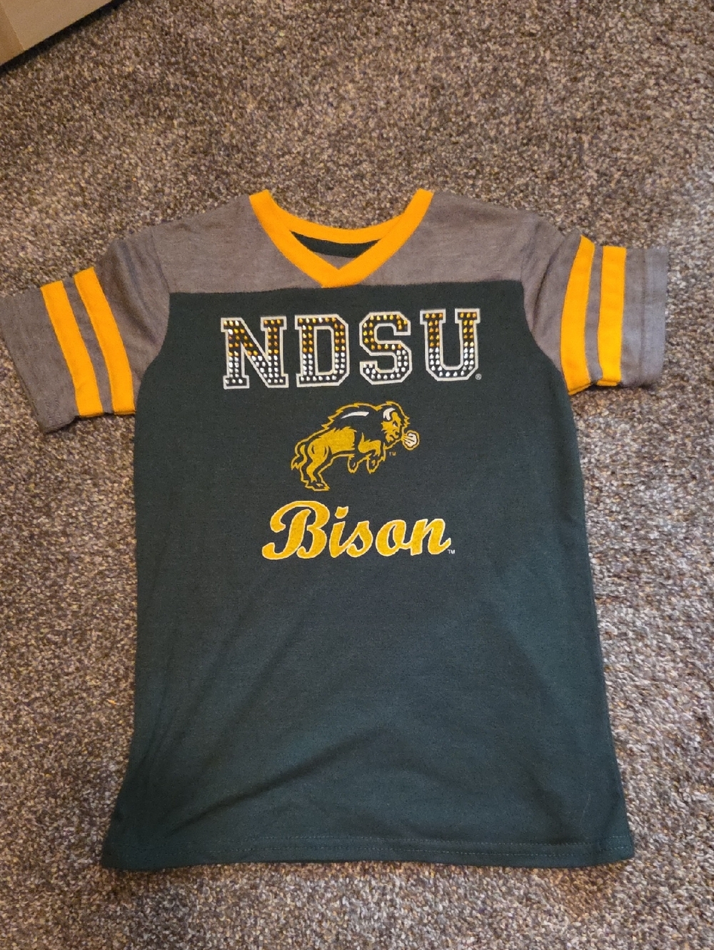 Bison Kids Short Sleeve Green & Gold Team Tee